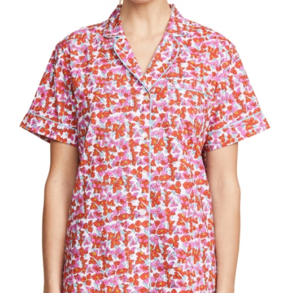 Roller Rabbit - Pink Floral "Joana Lulu" Cotton Short Sleeve Pajama Set, Size M - Picture 1 of 8